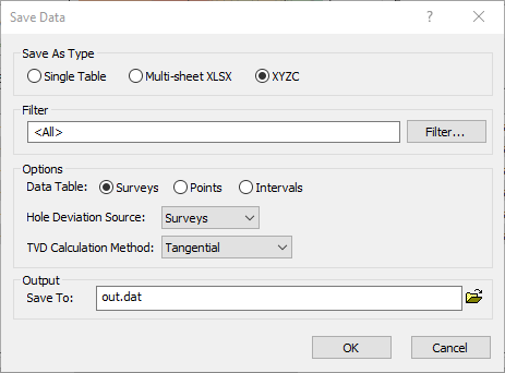 Save XYZC Drillhole Data in Surfer