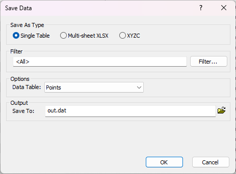 Save a single table to a data file.